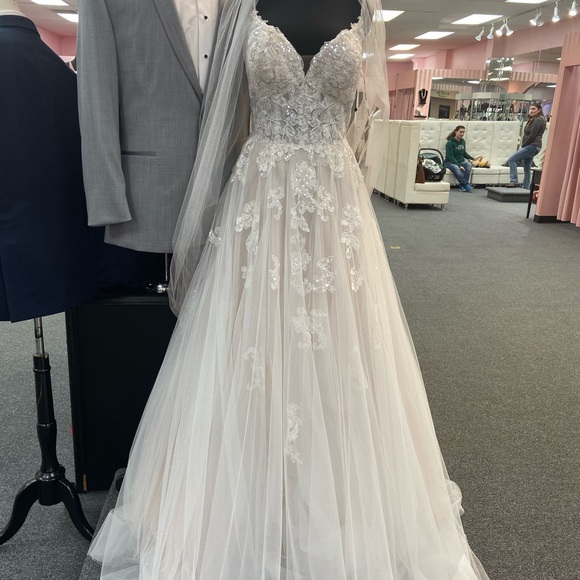 Essence of Australia Wedding Dress & Full length glitter veil